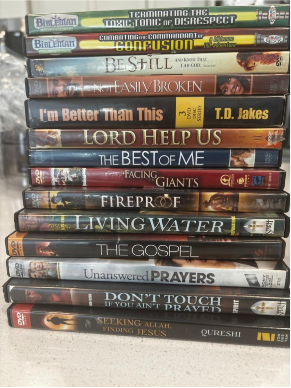 14 Christian DVD Lot Fireproof Facing Giants Gospel Bibleman + Storage Bag #C03